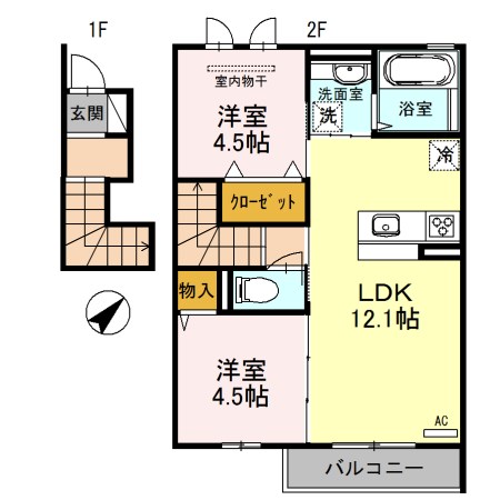 メゾン・ド・ボヌール秀 B棟　 間取り