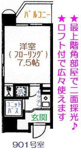リバービューハイツⅡ 901号室 間取り