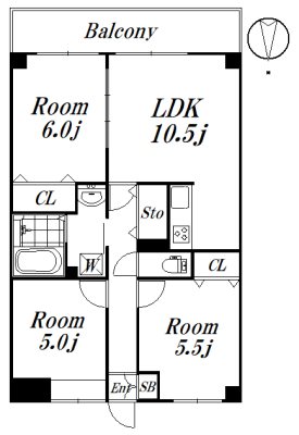 第3小美野マンション 302　申込み有号室 間取り