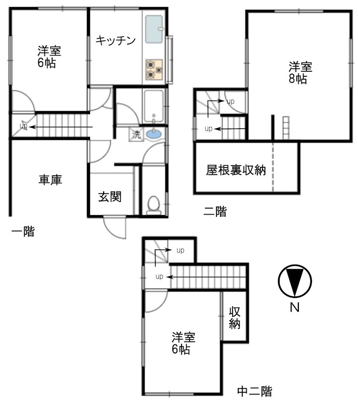 月輪3DK貸家 間取り