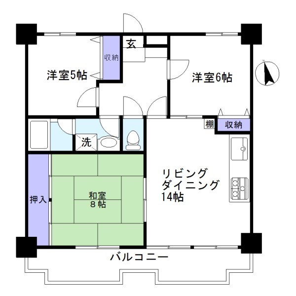クレストコート神苑     505号室 間取り
