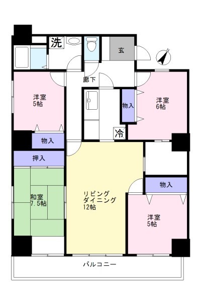 クレストコート神苑  405号室 間取り