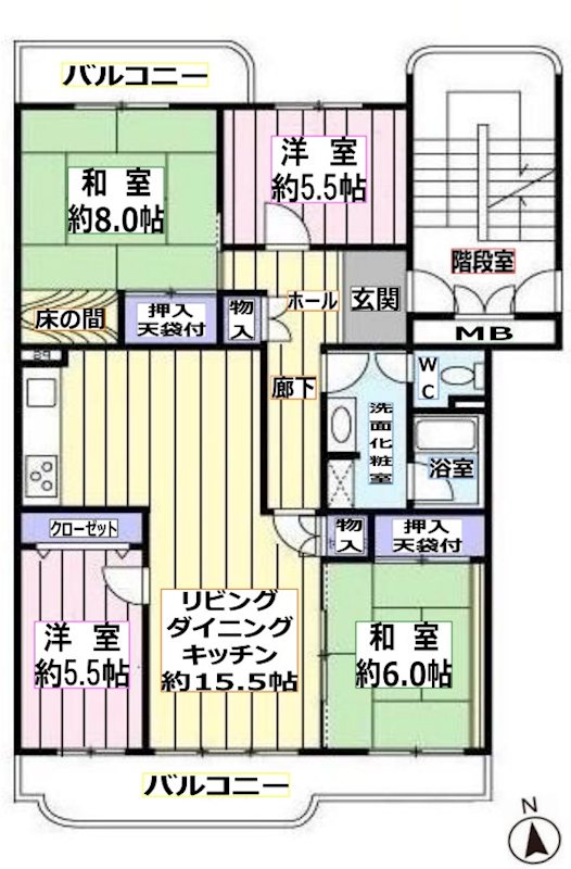 三郷早稲田団地　4-2号棟 間取り