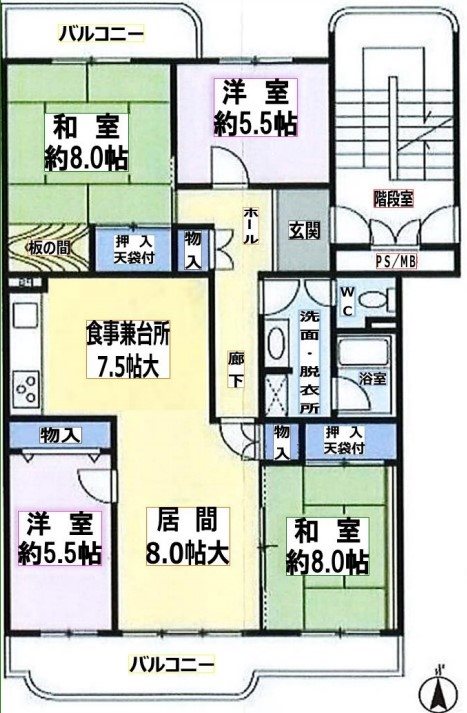 三郷早稲田団地　4-2号棟 間取り