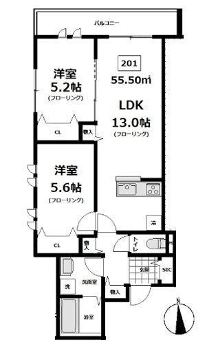 ラフォーレ シュシュ   201号室 間取り