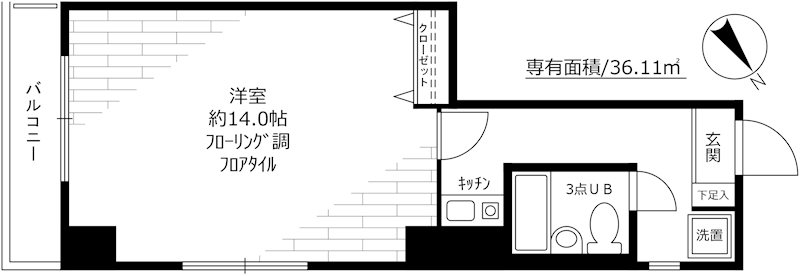 岡田ビル 601号室 間取り