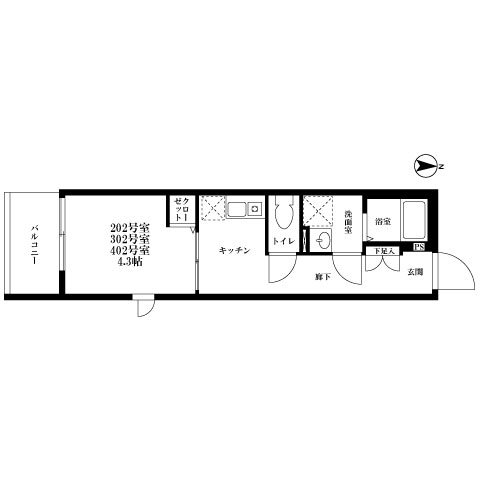 PERCHPLUM 402号室 間取り