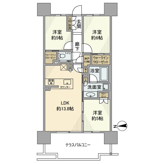 シティテラス品川イースト 413号室 間取り