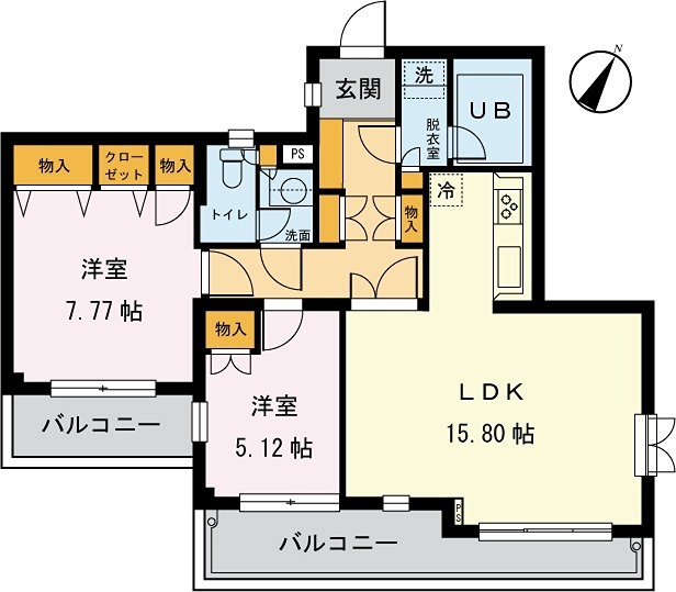 ビューラー八成山 202号室 間取り