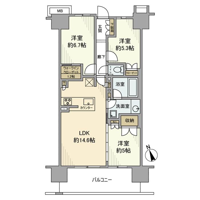 プライムパークス品川シーサイドザ・レジデ 1105号室 間取り