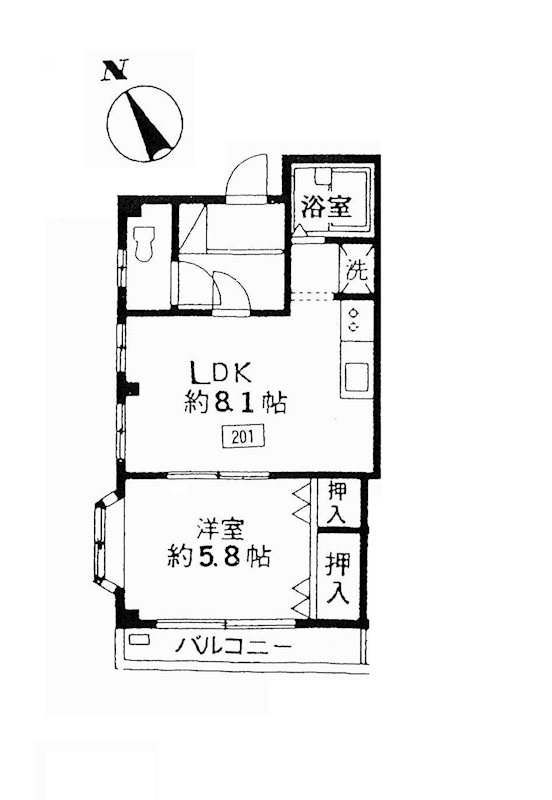 アステール中目黒  201号室 間取り
