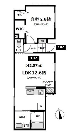 プレシャスコート 102号室 間取り