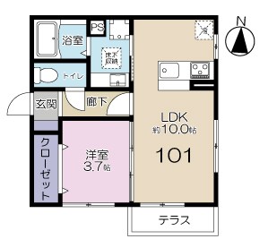 Ramiuj ﾗﾐｰｼﾞｭ 101号室 間取り