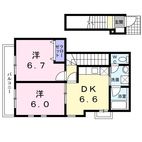 リーフタウン 201号室 間取り