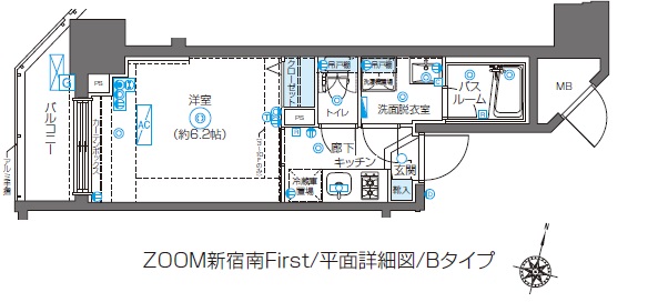 ZOOM新宿南First 602号室 間取り