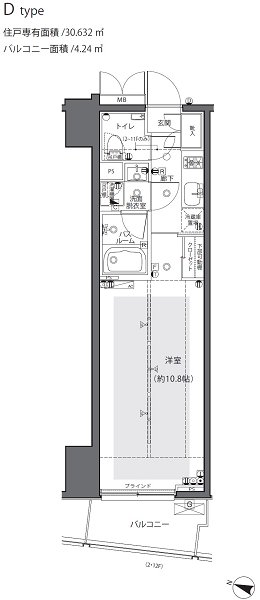 ZOOM都庁前 1204号室 間取り