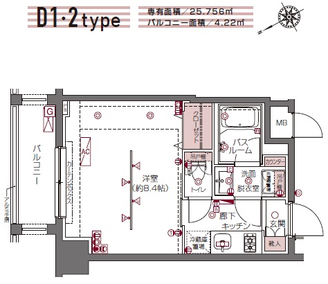 ZOOM白金高輪 403号室 間取り