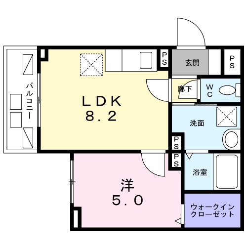 グレイシャス千早 201号室 間取り