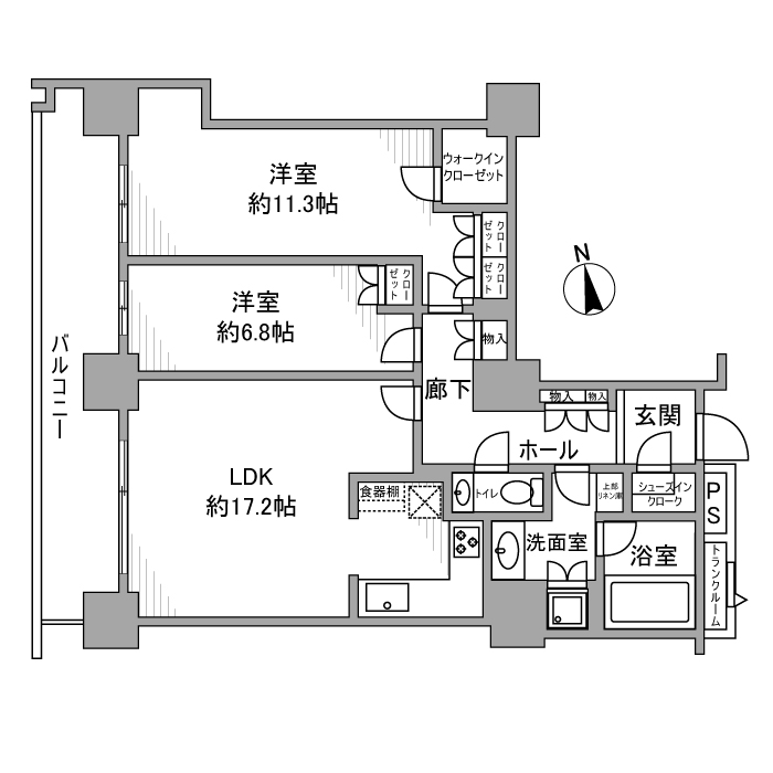 コスモポリス品川 3013号室 間取り