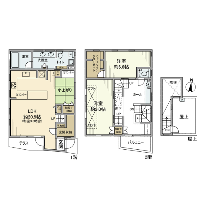柿の木坂戸建 間取り図