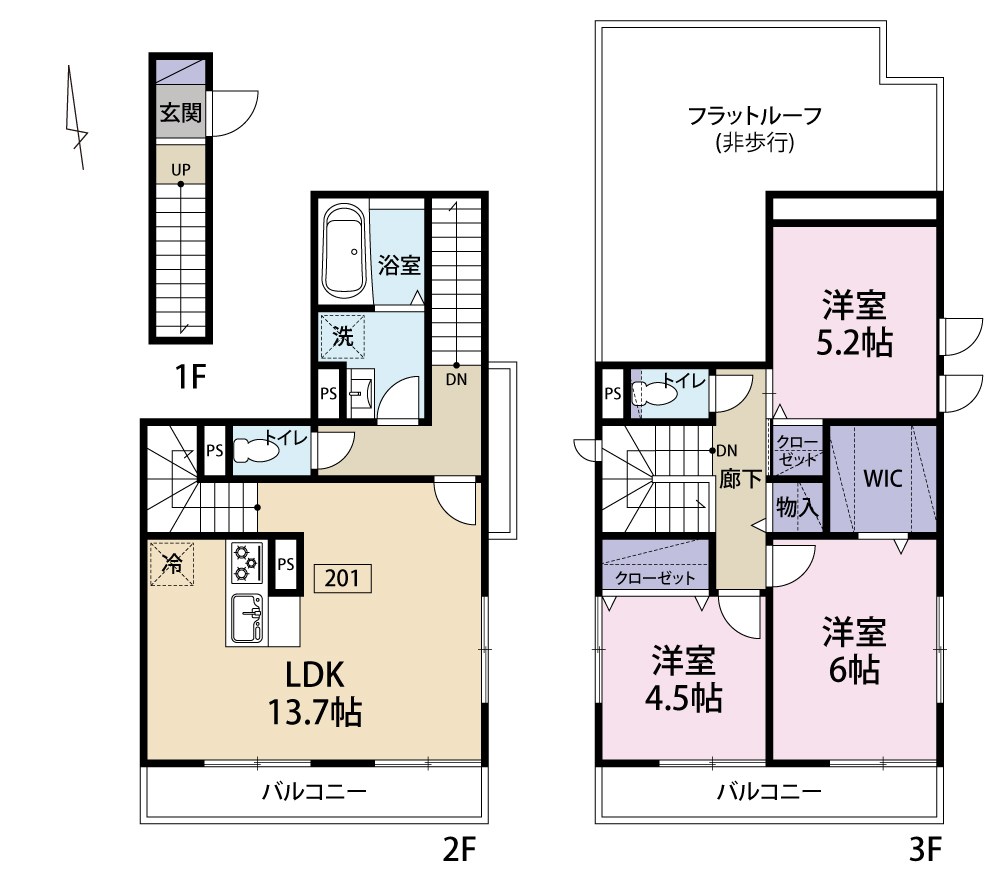 （仮称）世田谷区上野毛3丁目計画 間取り図