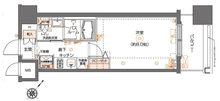 ZOOM池尻大橋 1003号室 間取り