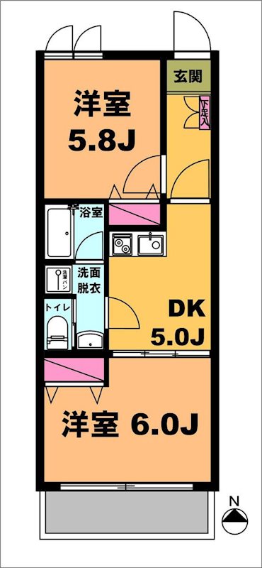 月村マンションNo.19 401号室 間取り