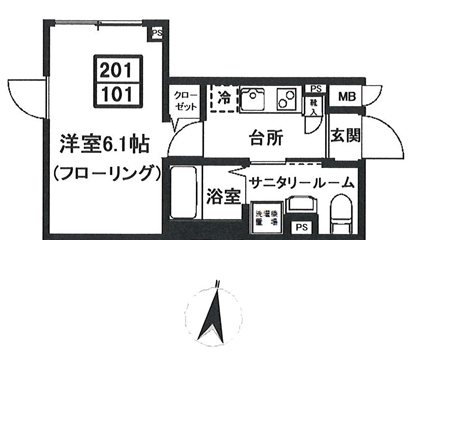 ALTO緑が丘 201号室 間取り