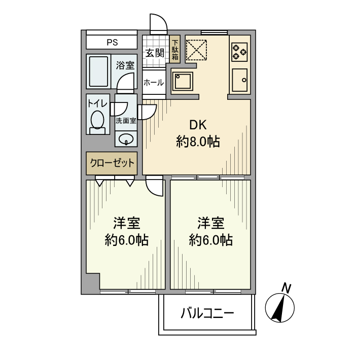 パーセル玉堤 207号室 間取り