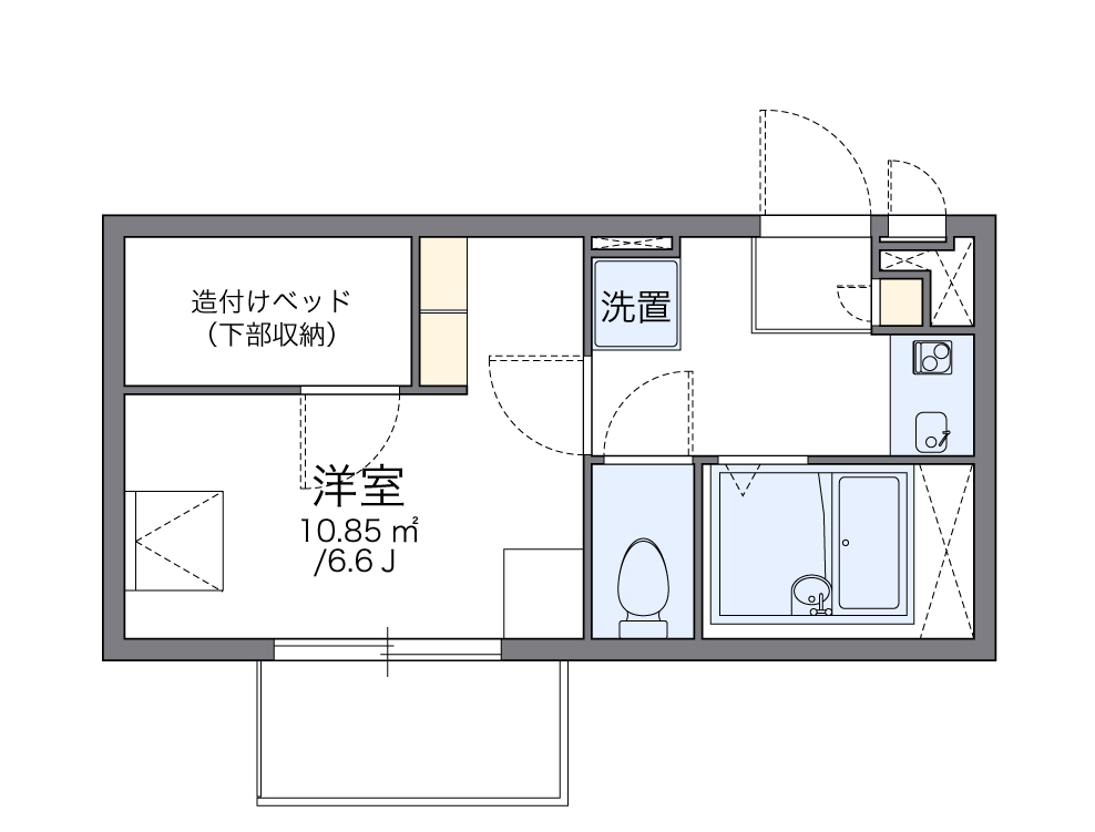 レオパレスクロスウィステリア 303号室 間取り