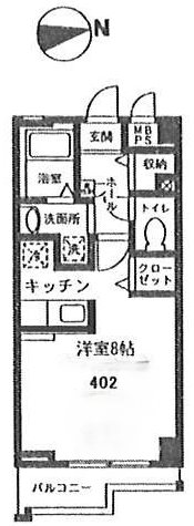 ビバグランデ光琳  402号室 間取り