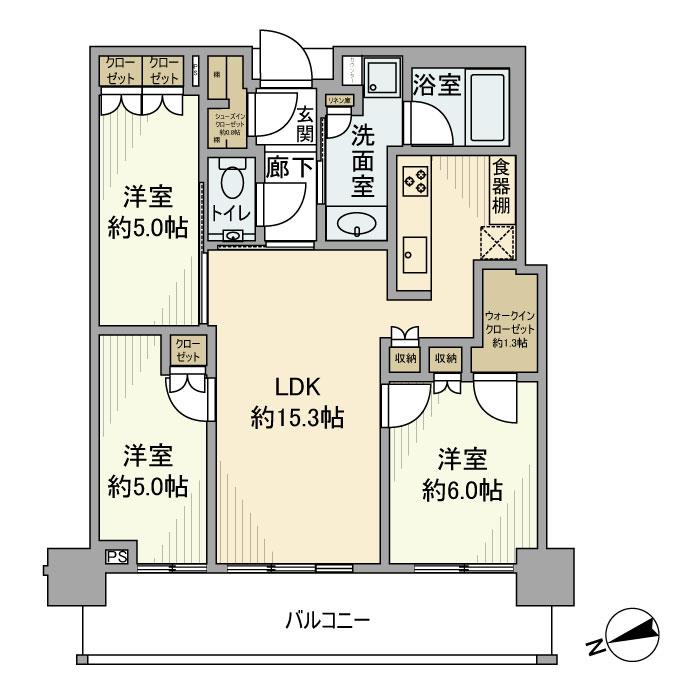 ＧＬＯＢＡＬ　ＦＲＯＮＴ　ＴＯＷＥＲ 2603号室 間取り