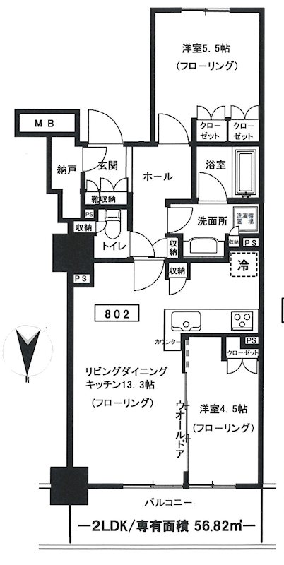 プライムパークス品川シーサイド　ザ・タワー 802号室 間取り