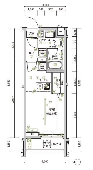 アルテシモレンナ 104号室 間取り