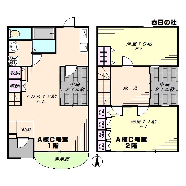 春日の杜Ａ棟 Ｃ号室 間取り