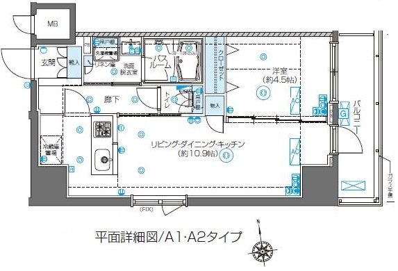 ZOOM東新宿 301号室 間取り