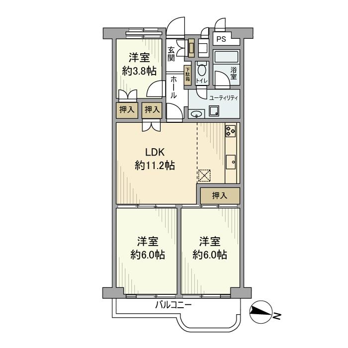 フドウ三軒茶屋ハイツ 702号室 間取り
