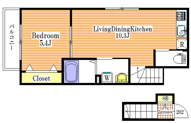 RAPIS 202号室 間取り
