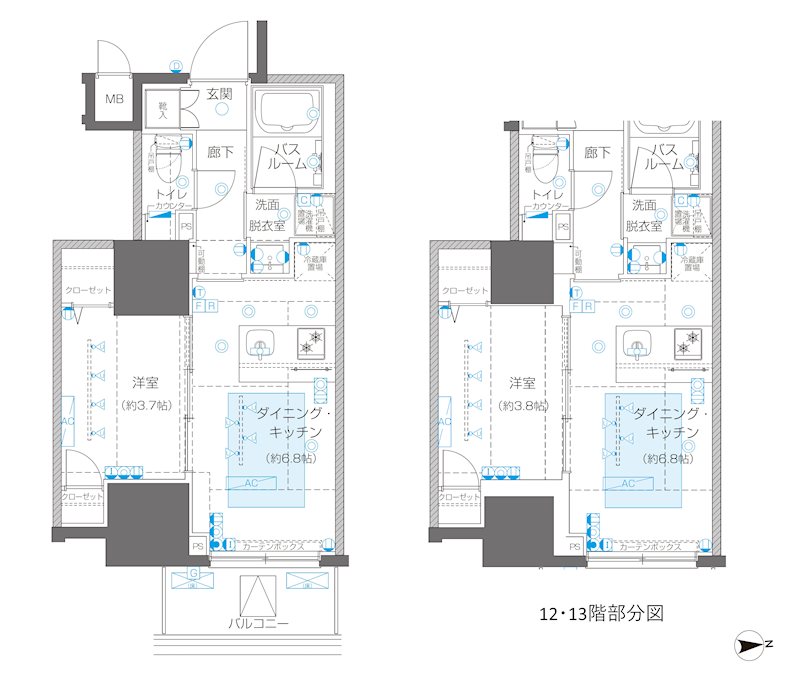 ZOOM信濃町 1303号室 間取り