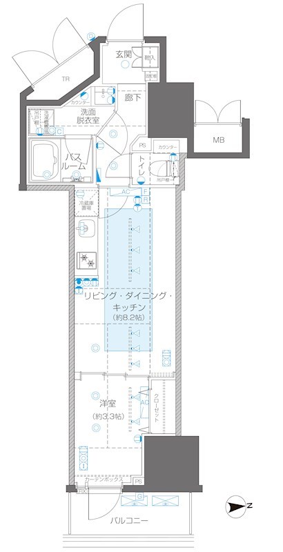 ZOOM信濃町 1002号室 間取り