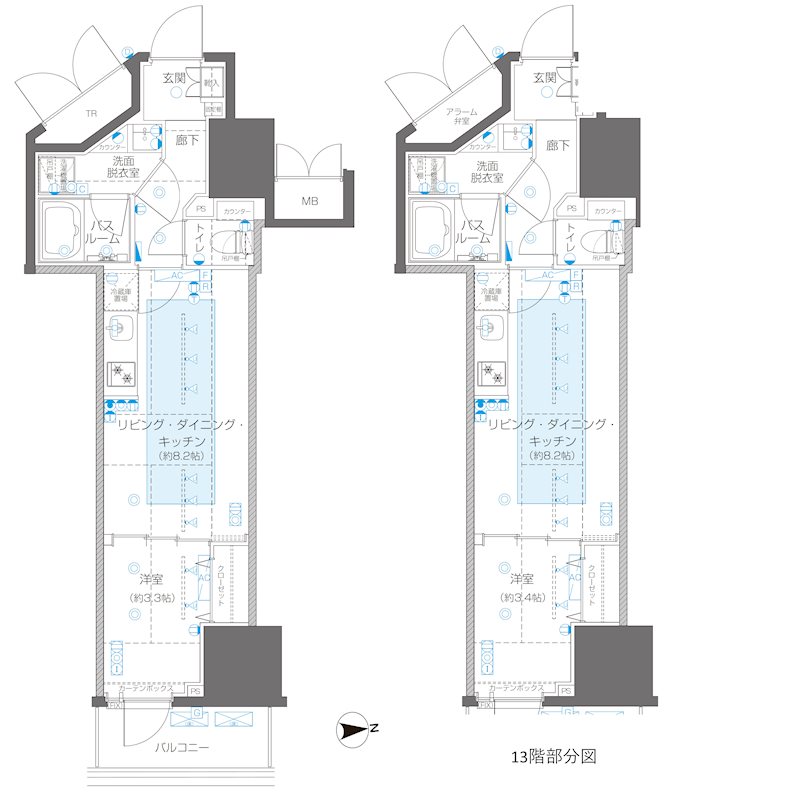 ZOOM信濃町 1302号室 間取り