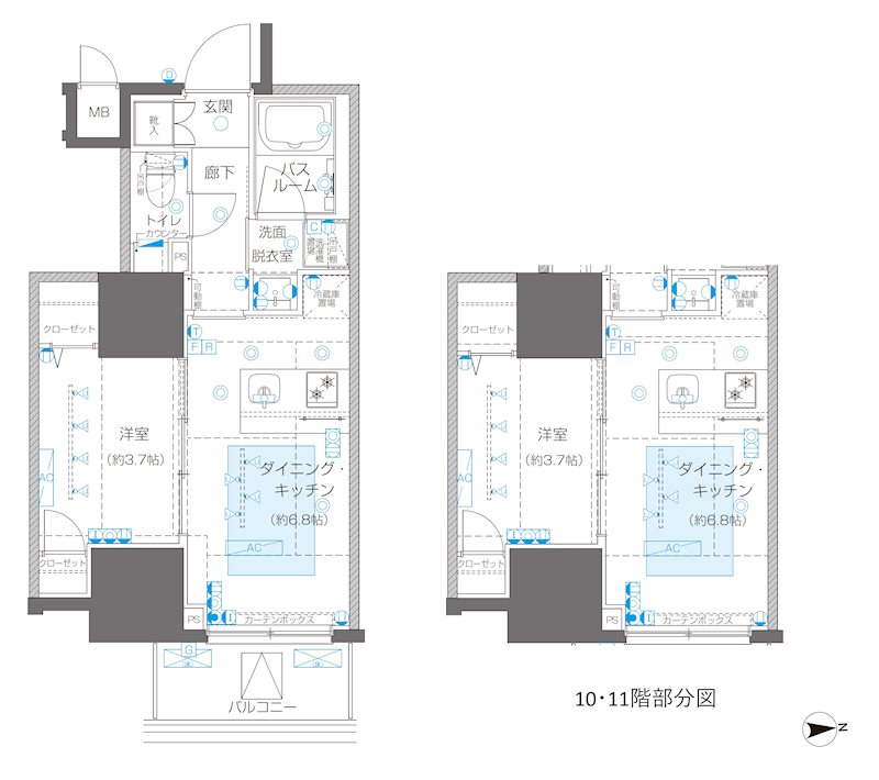ZOOM信濃町 1103号室 間取り