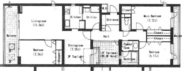 ウィスタリアコートＣ 103号室 間取り