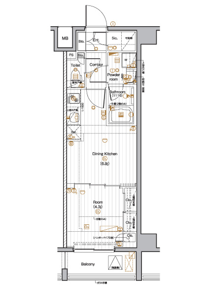 PREMIUM CUBE 池袋本町 203号室 間取り
