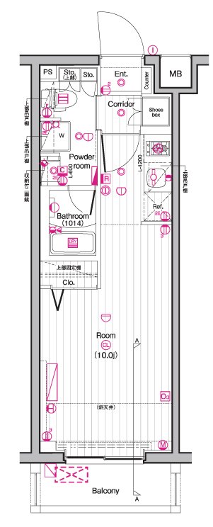 THE PREMIUM CUBE G 東中野 427号室 間取り
