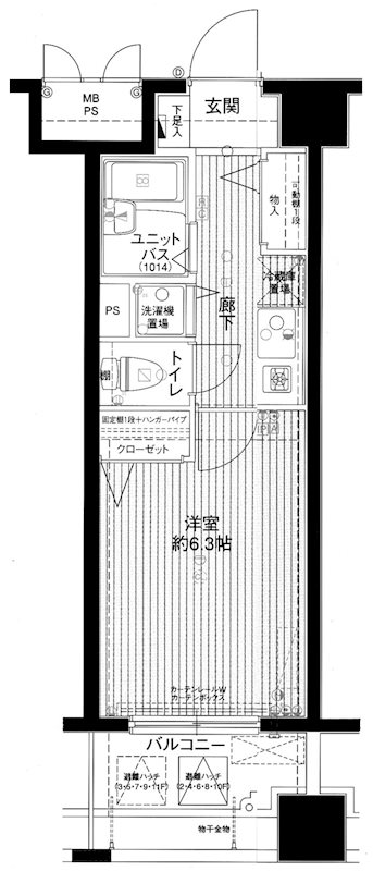 メインステージ赤坂Ⅱ 1103号室 間取り