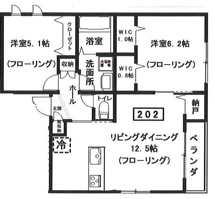 仮)へーベルメゾン中央5丁目南棟 202号室 間取り