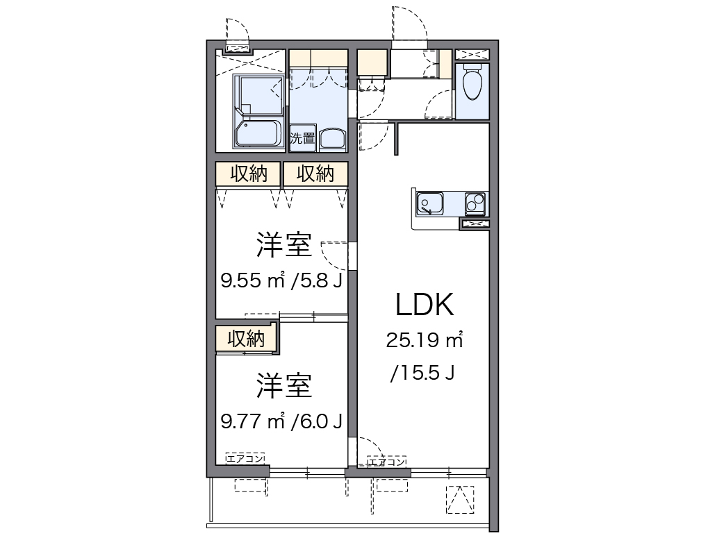 レオネクストエクセルアサヒⅥ 104号室 間取り