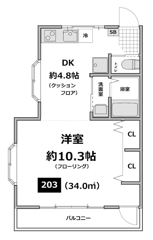 ル・クール西落合  203号室 間取り