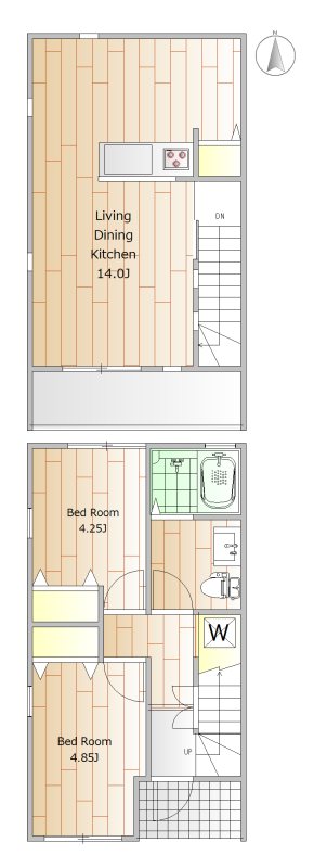 I.S.C 3841 B棟 B-1号室 間取り